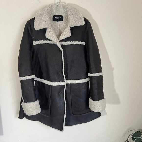 Lafayette 148 Dark Brown Sheep Shearling Lined Leather Coat Jacket Size Medium - Picture 11 of 11